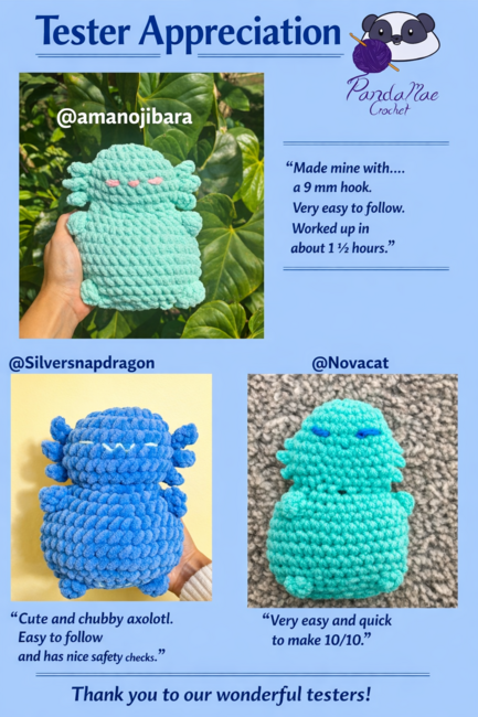 Sleepy Little Loves Soft Snuggle Axolotl Lovey PDF Crochet Pattern