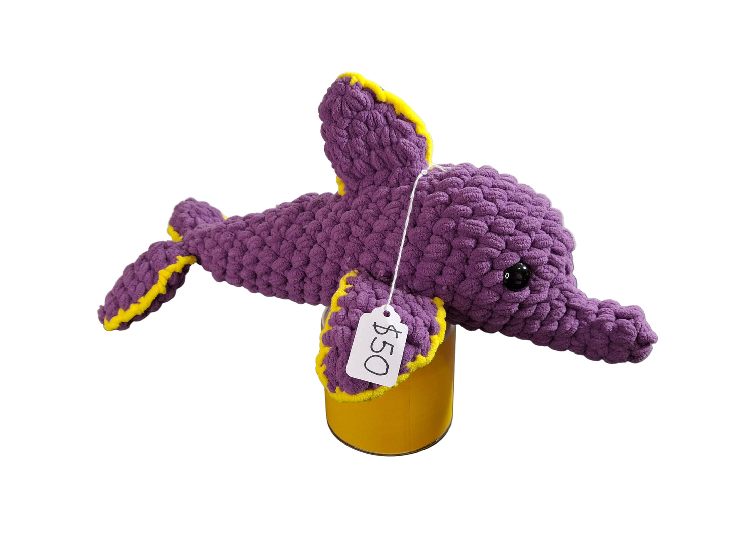 Big 18" Purple Dolphin Plushie with 2 Baby Dolphins – Handmade Stuffed Animal Sea Creatures for Kids