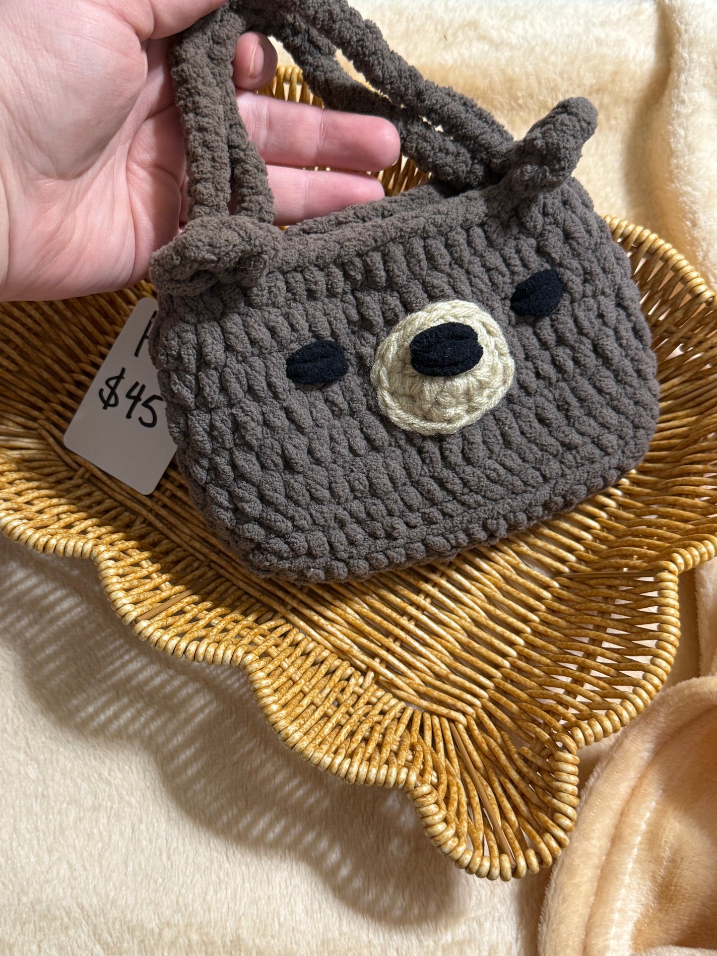 Brown Bear Crochet Handbag Purse for Phone – Grizzly Bear Design