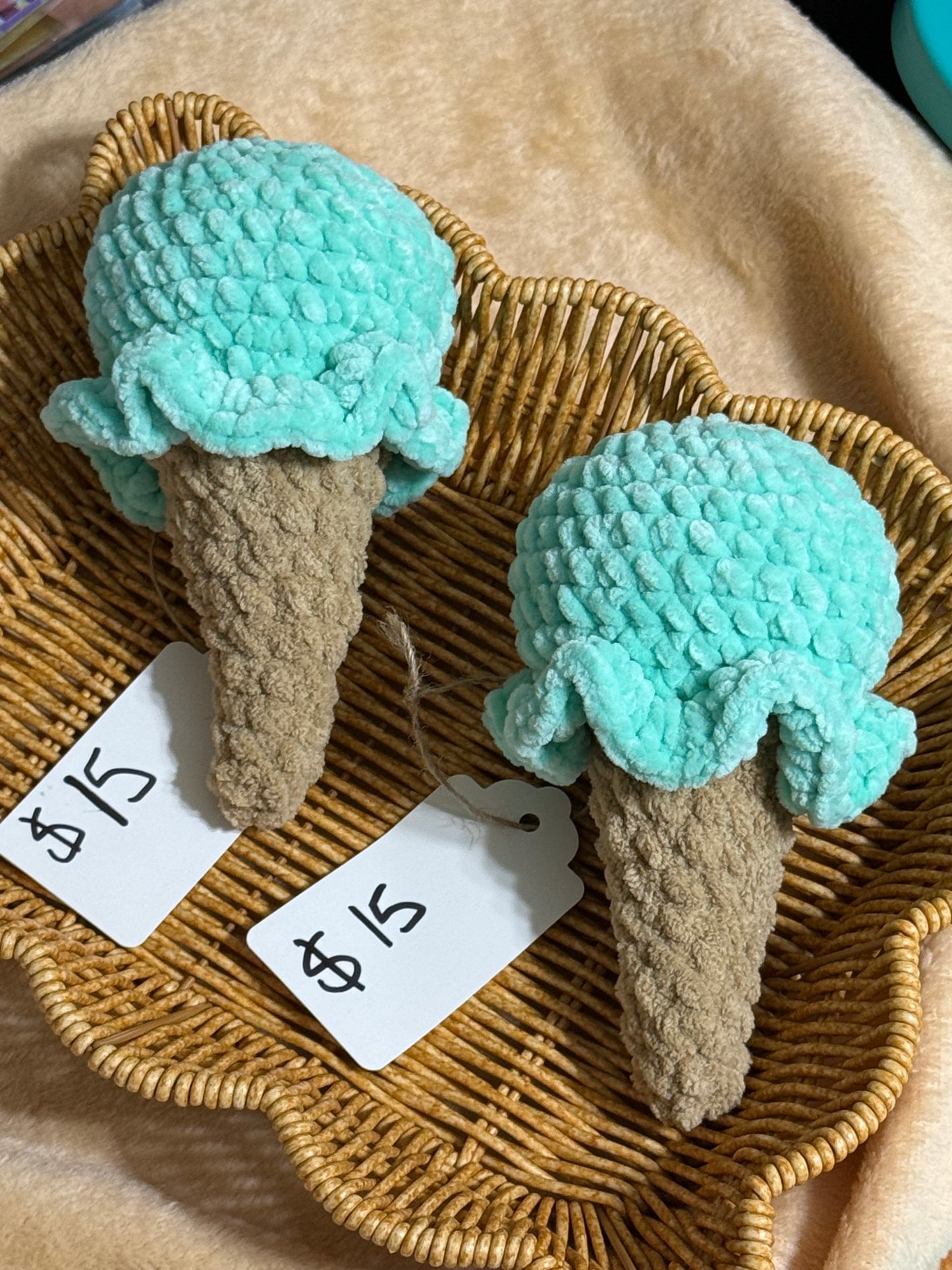 Plush Mint Ice Cream Cones