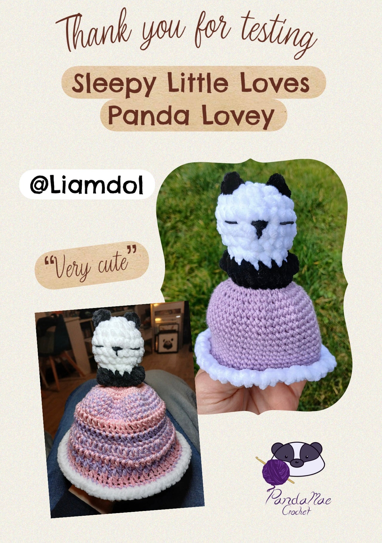 Sleepy Little Loves-Panda Lovey Crochet Pattern Baby Safe Gift No-Sew