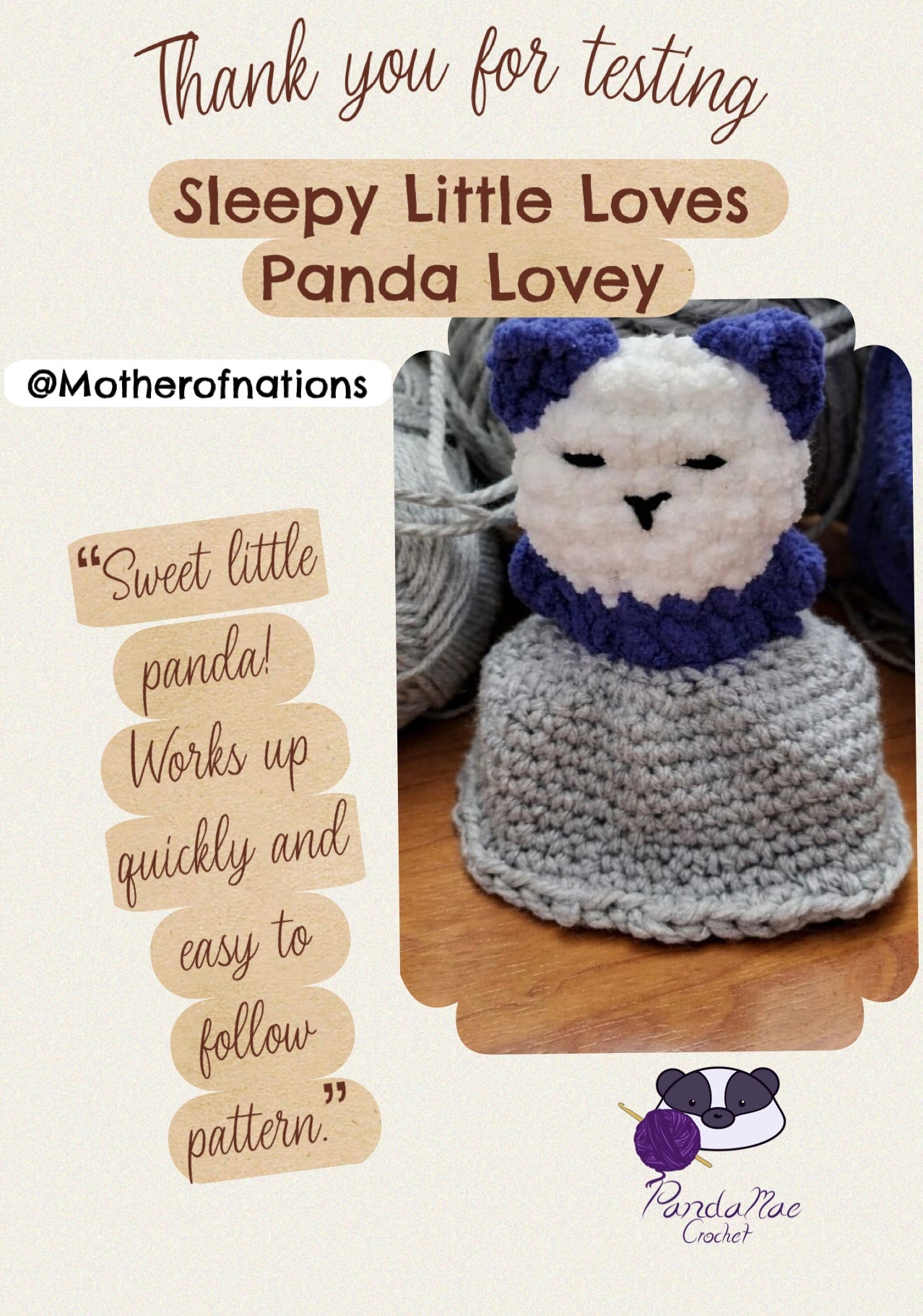 Sleepy Little Loves-Panda Lovey Crochet Pattern Baby Safe Gift No-Sew