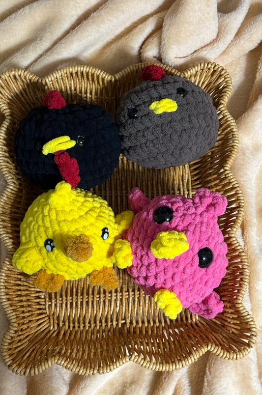 Round Fluffy Homemade Chickens Stuffed Farm Animals
