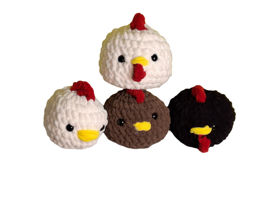 Plush Chickens: Round Fluffy Homemade Hens and Roosters Stuffed Farm Animals
