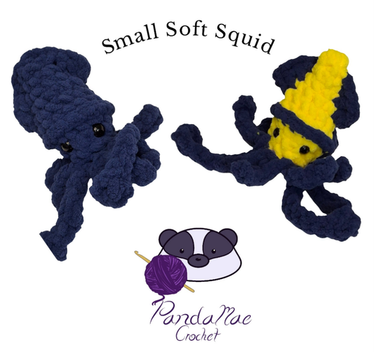 Small Soft Squid Handmade Crocheted Plush Toy -Stuffed Ocean Animal For Kids & Gifts