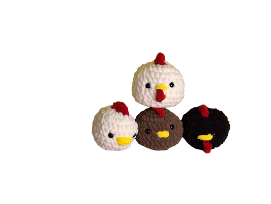 Plush Chickens: Round Fluffy Homemade Hens and Roosters Stuffed Farm Animals