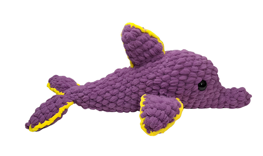 Big 18" Purple Dolphin Plushie with 2 Baby Dolphins – Handmade Stuffed Animal Sea Creatures for Kids