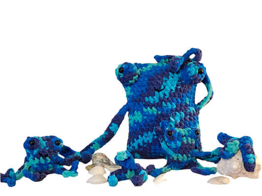 Handmade Crochet Leggy Frog Plush – Soft Stuffed Animal Toy for Kids