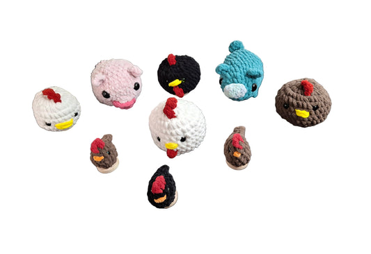 Plush Farm Animals: Round Fluffy Homemade Pigs and Chickens Stuffed Farm Animals